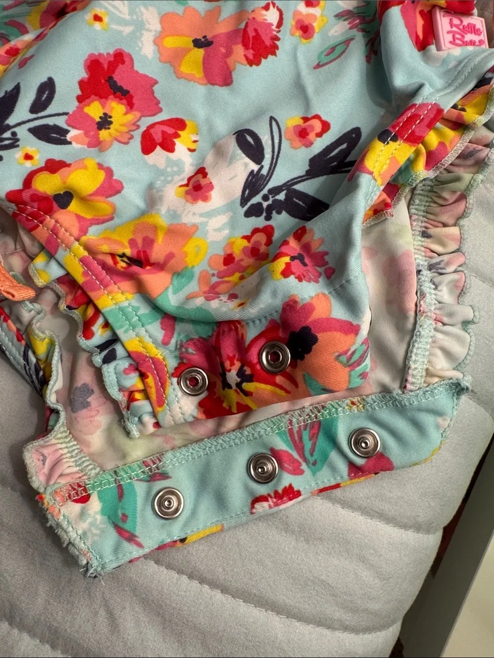 Tropical Flower long Sleeve Ruffle Butts Swimsuit